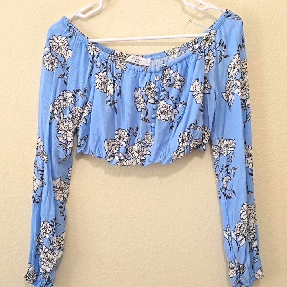 NWT!Elodie Woman’s Off the Shoulder Floral Crop Top XS